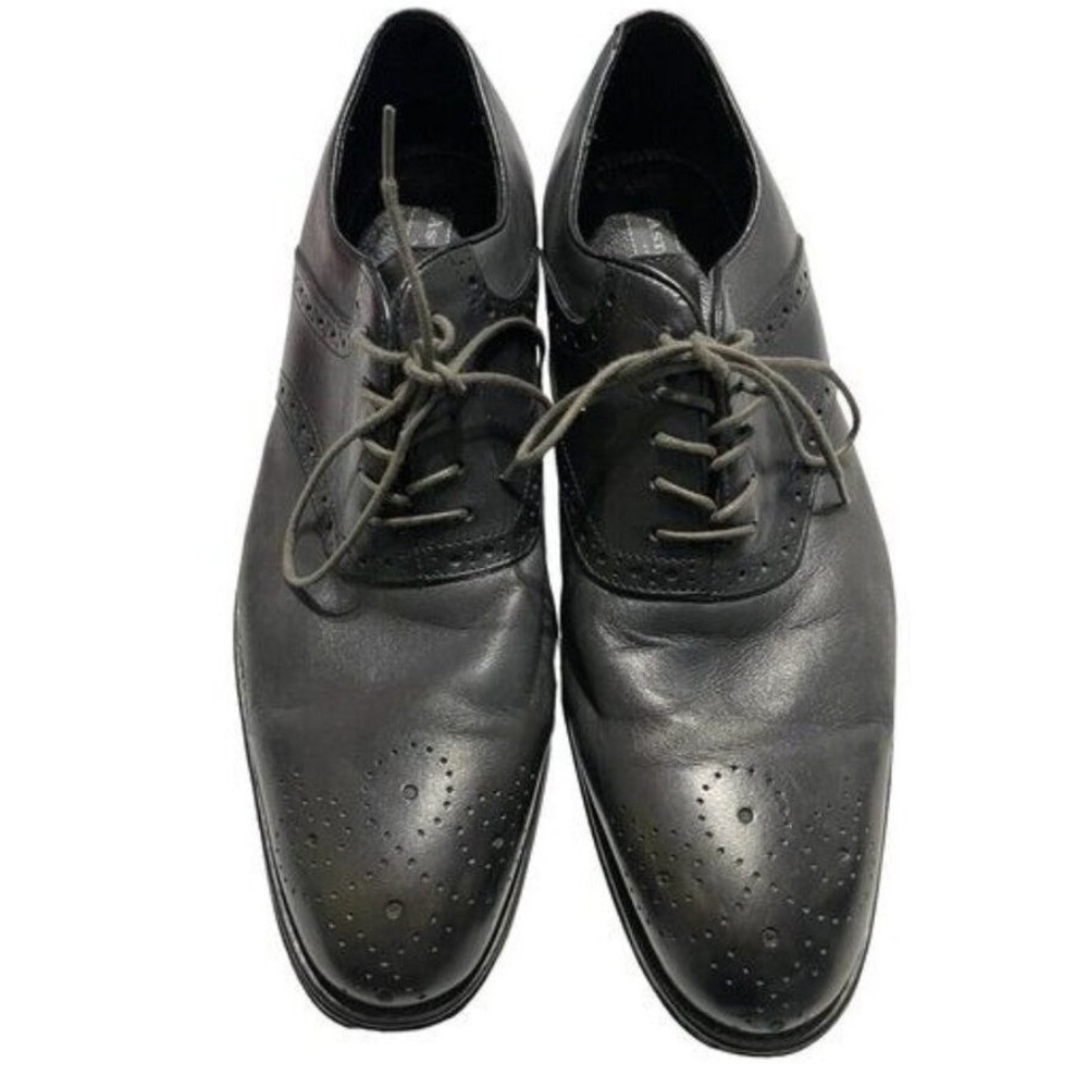 Ashton Grey Men's Dress Shoes Lace Up Oxford Black Leather Size 11.5